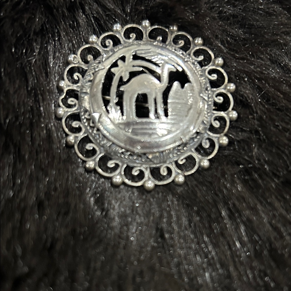 Vintage Silver Camel Brooch